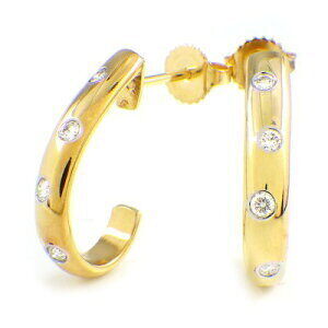 Tiffany Co Hoop Earrings Dots Drop Diamonds Yellow Gold